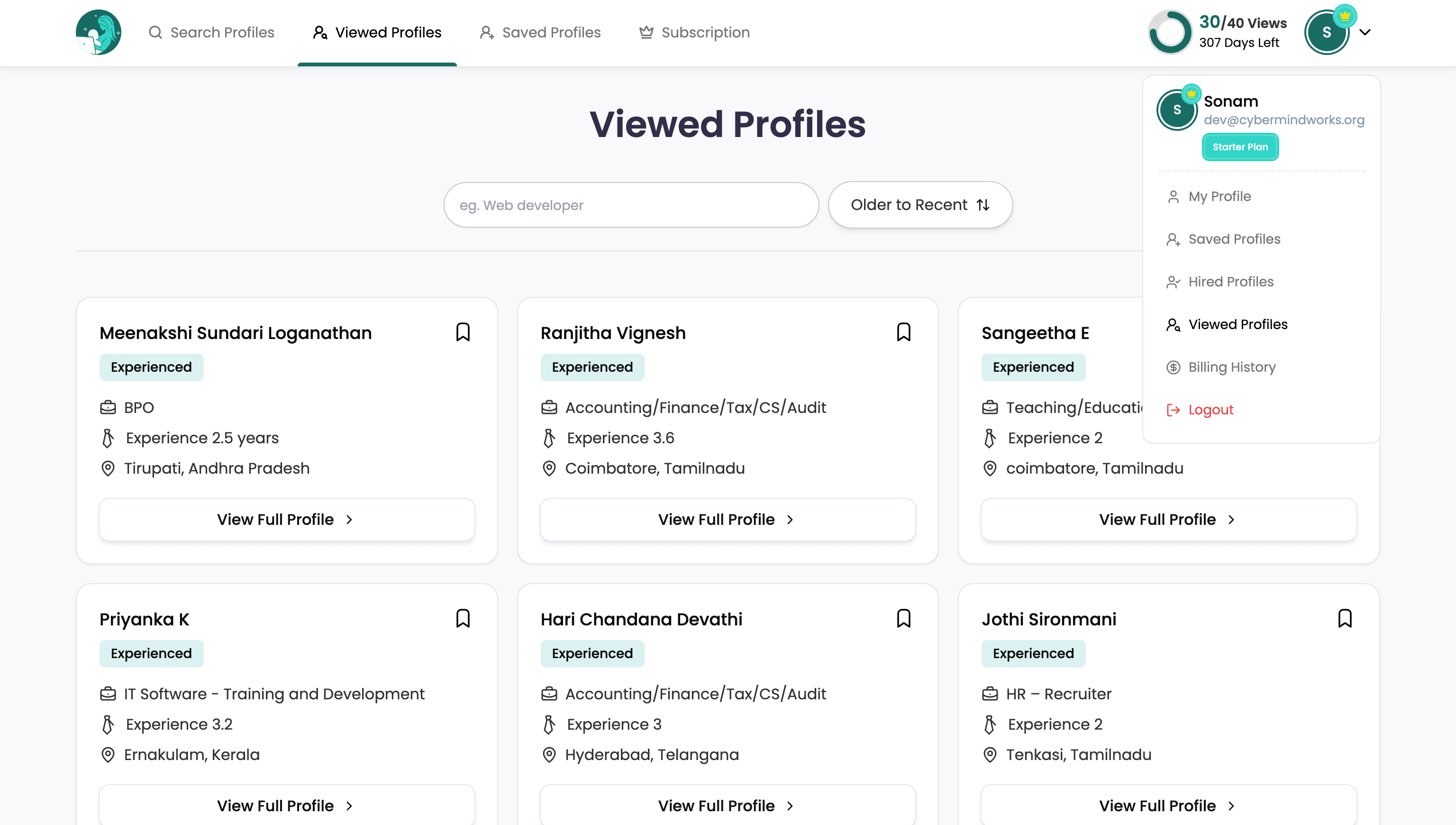 Employer Dashboard & Profile Management